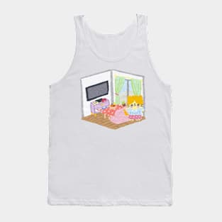 Riraku-chan the Relaxing kitten's Gamer home Tank Top